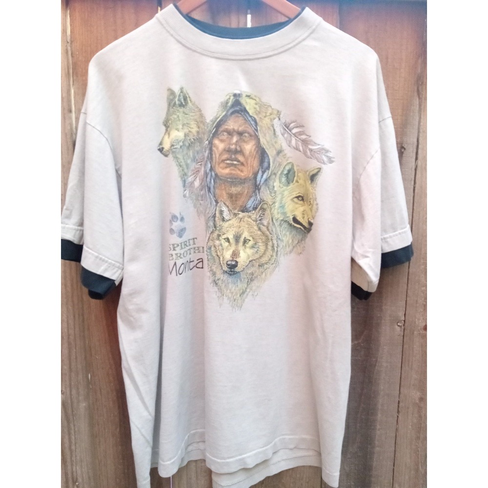Vintage Alore Montana Native‎ American and Wolf t-shirts Xl